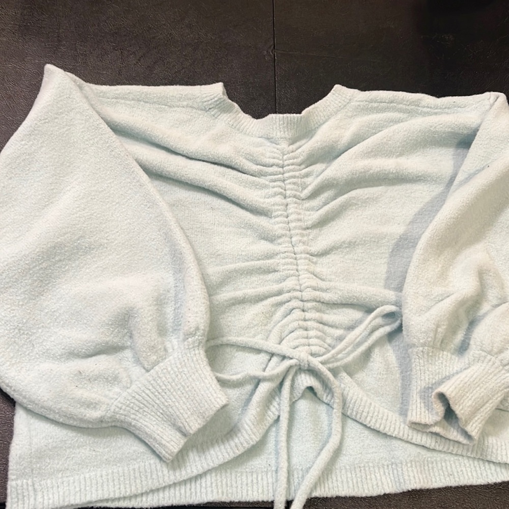 icing blue front cinch sweater